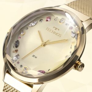 Relógio Technos Feminino Crystal Dourado